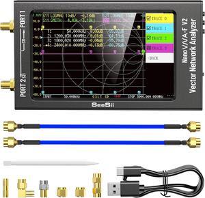 V2 Vector Network Analyzer 50kHz-3000MHz HF VHF UHF VNA Antenna Analyzer 4.3 inch with 5000mA-h,Measuring S-Parameter Voltage SWR, Phase, delay, Smith Chart