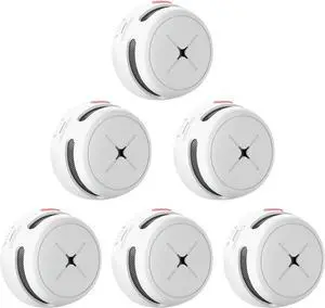 Smoke Detector 10-Year Battery with Test/Silence Button, Fire Alarm with Photoelectric Sensor, Low Battery Warning, S500 (Independent, 6-Pack)