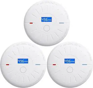 3 Pack 10 Year Battery Operated Smoke Detector and Carbon Monoxide Detector, Travel Portable Photoelectric Fire Co Alarm for Home, Kitchen