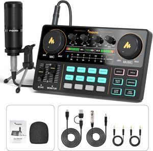Podcast Equipment Bundle Audio mixer All-in-One Podcast Production Studio with 3.5mm Microphone for Live Streaming, Podcast Recording, PC, Smartphone, DJ MaonoCaster Lite (AU-AM200-S1)