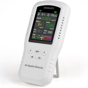 8-in-1 Indoor Air Quality Monitor, Formaldehyde Detector, Temperature & Humidity Meter, Sensor, Tester Detect PM2.5, CO, CO2, HCHO,TVOC,AQI Micron Dust, Home Air Test Kits