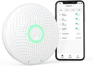 Airthings 2930 Wave Plus - Radon & Air Quality Monitor, Battery Powered (CO2, VOC, Humidity, Temp, Pressure)