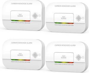 Carbon Monoxide Detector, 7 Year Sensor Life CO Detector with Battery Warning Indicator and Test Button, 85 dB, for Ceiling and Wall Mounting, White (4 Pack)