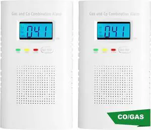 Combination Gas and Carbon Monoxide Detector Plug-in | CO Alarm & Natural Gas Combustible Detector | Digital Display, Battery Backup, Easy Install | for Home Kitchen Safety Monitoring 3-Pack
