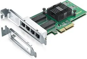 Gigabit 4 Port NIC with  I350 Chip, 1Gb Network Card Compare to  I350-T4 NIC, Quad RJ45 Ports, PCI Express 2.1 X4, Ethernet Card with Low Profile for Windows/Windows Server/Linux