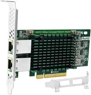 PCIE X8 Interface to 2X 10Gbps RJ45 Ports Network Adapter,  X540-AT2 Ethernet Controller, 2X 10GbE RJ45 Interface PCIE NIC Card, PCI Express 10GbE Converged Network Adapter (X540T2)