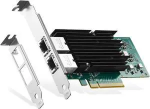 2 Port 10G Ethernet PCIe Network Adapter,  X540 chip LAN Controller, 10G/1G/100Mbps Ethernet RJ45 NIC Card for Windows/Linux/VMware