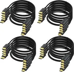 Thin DisplayPort to HDMI Cae 3ft, 20-Pack 4K Display Port DP to HDMI Cae Adapter Male Cord, Gold-Plated Braided UHD 4K,2K, 1080P Supports Video and Audio,Converts Signal for DP to HDMI Monitor