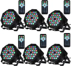 Dj Lights, 6 Pack 36 LED Par Lights Stage Lights with Sound Activated Remote Control & DMX Control, Stage Lighting Uplights for Wedding Club Music Show Christmas Holiday Party Lighting