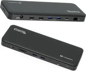 Plugable Thunderbolt 4 Dock with 100W Charging, Thunderbolt Certified, Laptop Docking Station Dual Monitor Single 8K or Dual 4K HDMI for Windows and Mac, 4X USB, Gigabit Ethernet (TBT4-UD5)