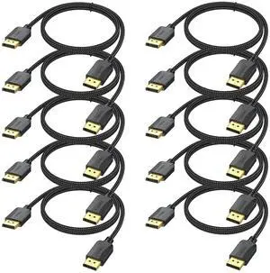 DisplayPort to DisplayPort Cable 3 ft, 10-Pack DP Display Port Cable Adapter Male to Male 4K, 2k@165Hz/ 144Hz for Computer, Docking Station, Monitor and More