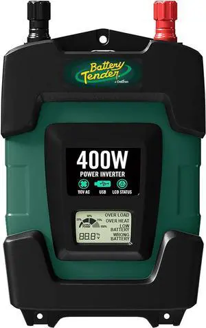 400 Watt Power Inverter - 12 Volt DC to 115 AC Car Dual Output Laptops, Blenders, TVs, Printers 2 USB Ports, 3.1 AMP for Phone Charging 026-0003-DL-WH