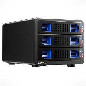 3 Bay 10Gbps Hard Drive Enclosure with Cooling Fan for 2.5/3.5" SATA HDD/SSD with USB A/C 3.2 Gen 2, Support Hot Swappable, Daisy Chain Expansion, Tool-Free, DAS(NO RAID/NAS)