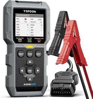 TOPDON AL500B OBD2 Scanner Battery Tester 2 in 1 Code Reader, Full OBDII Diagnosis, 12V Battery Tests & 12V/24V Cranking Tests, Charging Tests, Scan Tool, Car Diagnostic Tool for All OBDII Cars