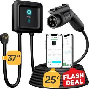 Level 2 EV Charger - Wall Home EV Charger Level 2 48 Amp for Electric Car - 240V NEMA 14-50 Plug in 11.5kW EVSE J1772 Chargers, Energy Star/UL - Smart Electric Vehicle Charging Stations