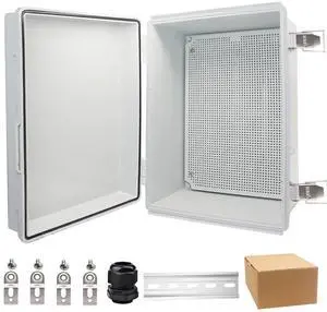 Waterproof Electrical Box, IP67 Junction Box Stainless Steel Latch Hinged Grey Cover Project Enclosure with Wall Bracket 13.8" x 9.8" x 5.9" Waterproof Electrical Box, IP67 Junction Box Stainless Steel Latch Hinged Grey Cover Project Enclosure with Wall Bracket 13.8" x 9.8" x 5.9"