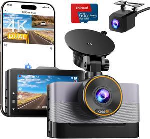 4K Dash Cam Front and Rear, Dual Dash Camera for Cars with 64G SD Card, 3" IPS Wireless Dashcam with Night Vision, Time Lapse, 24H Parking Mode, 170° Wide Angle, G-Sensor, Loop Recording, Real WDR