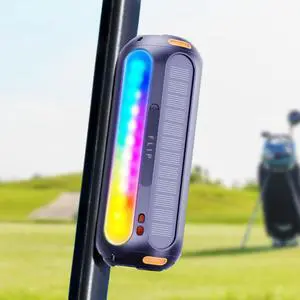 Magnetic Bluetooth Speaker, Golf Speaker with Solar Charging 30H Playtime, 7 Colorful Flashing Lights Outdoor Waterproof Portable Wireless, for Golf Cart Gifts Hiking Camping