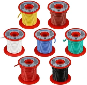 BNTECHGO 16 Gauge Silicone Wire Kit 7 Color Each 50 ft Flexible 16 AWG Stranded Tinned Copper Wire BNTECHGO 16 Gauge Silicone Wire Kit 7 Color Each 50 ft Flexible 16 AWG Stranded Tinned Copper Wire