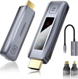 Wireless HDMI Transmitter and Receiver 4K Larger LED Screen Display Wireless HDMI Extender Sender HD 5G 165FT Streaming Media Video/Audio/File for PC/Laptop/Projector/TV Box/Camera Gray