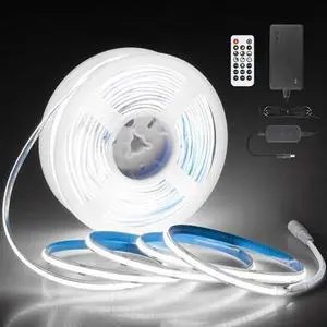 24V COB Led Strip Lights 131.2FT White LED COB Light Strips for Bedroom Super Bright 6500K Dimmable Flexible CO B Light 480LED/M Hight Density LED Tape Light for Cabinet Party Decor(40M/2roll)
