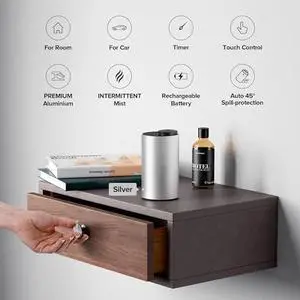 Waterless Essential Oil Diffuser for Home Aromatherapy Scent Diffusers with 3 Countdown Timer Settings or Timer-Off, 3 Mist Levels for Car Room Studio Office, ANX Premium Metal Black 2 Pack