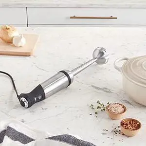 Electrics Stainless Steel Immersion Blender 2 Piece Turbo Function 600 Watts Detachable, Variable Speed Control, Hand Blander, 9-1/4-inch