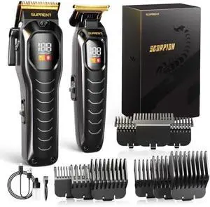 Cordless Hair Clippers for Men - Professional Hair Clipper & Trimmer Set, Wireless Hair Cutting Kit for Family, Rechargeable Cordless Hair & Beard Trimming Set for Men with LED Display (Black)