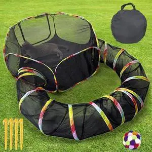 Outdoor Cat Enclosure with Cat Tunnel, Tent, Playhouse and Cat Toy Ball with Bell - Portable Indoor/Outdoor Playpen for Small Cats & Animals