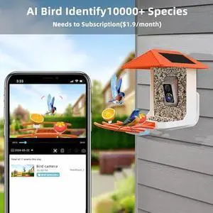 Smart Bird Feeder with Camera, 2.4G/5G WiFi, 2.5K Video Birds Feeder with Solar Panel, AI Identify, Live View, Capture Bird Video, Instant Arrival Alerts, Ideal Gift for Father's Day