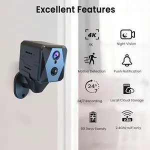2K Cellular Security Camera, No WiFi Camera SIM Card Included, Not Support WiFi, Radar Motion Sensor, FHD 4G Car Security Camera, 15-Day Standby Battery Life, Portable Cellular Camera
