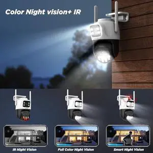 3K Dual Lens Security Camera, WiFi Camera for Home Security with Human Detection, Auto Tracking, Smart AI Alert, Color Night Vision, Two-Way Talk