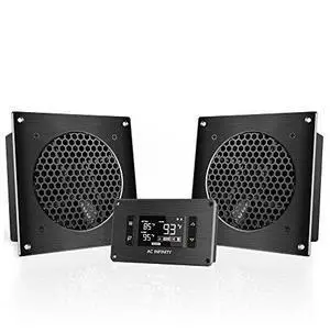 AIRPLATE T8 White, Quiet Cooling Dual-Fan System 6" with Thermostat Control, for Home Theater AV Cabinets