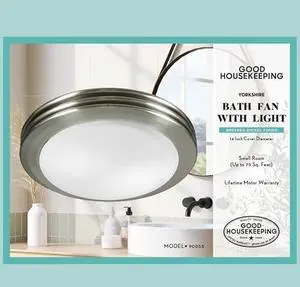 Decorative 80 CFM 2.5 Sones Bathroom Ventilation Exhaust Fan with Lighting (Brushed Nickel)