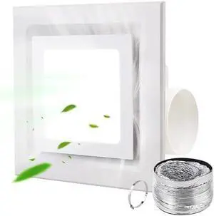 Bathroom Exhaust Fan with Light, Ceiling Mount, 110 CFM 1.0 Sones 4 Inch Duct, Quiet Square Bath Fan Light Combo, Shower Exhaust Fan with Light