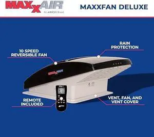 Deluxe Vent, Fan and Vent Cover All in One - Powerful 10-Speed Reversible Fan with Thermostat, Built-in Rain Cover, Remote Control, Intake & Exhaust Fan, Smoke (00-07500K)