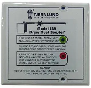 LB2 No-Clog, Zero Maintenance DEDPV Dryer Duct Booster Fan with Automatic Activation