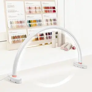 Half Moon Light for Nail Desk Two Piece (24in and 24in) Nail Lamp for Desk LED Table Light Multiple Color Modes and Brightness for Beauty Eyelash Makeup Tattoo Crafts Reading Spa Salon Tech