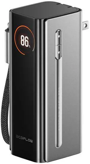 Rapid Pro 3-in-1 Power Bank, 10,000mAh Battery Pack with 67W Foldable AC Plug, Detachable USB-C Cable, 45W Fast Recharging, LCD Display, Compatible with Phones, Laptops, and More