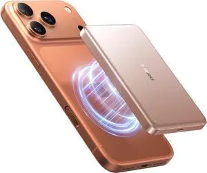 MiniMag Power Bank,Ultra-Slim 10,000mAh Magnetic Wireless Portable Charger, 22.5W Fast Charging iPhone Air Magnetic Battery Pack Designed for iPhone 17 Pro Max/17 Pro/Air/16/15/14/13/12, Gold
