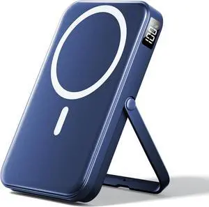 Magnetic Portable Charger,10000mAh Wireless Magnetic Power Bank with Stand for MagSafe Charger,LED Display Magnetic Battery Pack,Compatible with iPhone 16/15/14/13/12 All SeriesDark Blue