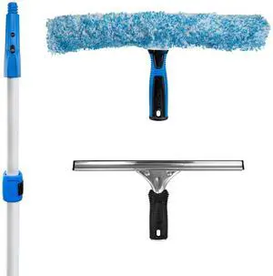 Professional Connect and Clean Total Pro Cleaning Kit, All-in-One Household Window Washing with Streak-Free Results, Includes 12 Squeegee, 14 Scrubber Washer, Telescopic Pole Extends Up to 6