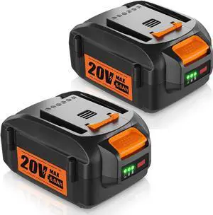 NEW LED Indicator2Pack 6.0Ah 20V Replace Battery for Worx 20V Battery Compatible with Worx 20 Volt Lithium WA3520 WA3525 WG151s WG155s WG251s WG255s WG540s WG545s Cordless Power Tools Battery