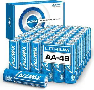 Allmax AA Maximum Power Lithium Batteries (48 Count)  Longest Lasting, Leakproof, 20-Year Shelf Life, Ultimate Performance, Perfect for Blink Security Cameras (1.5V)