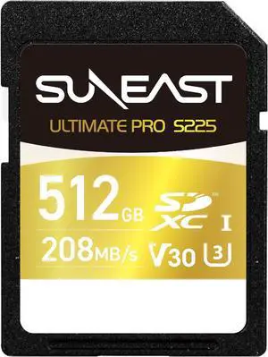Ultimate Pro SDXC UHS-I Memory Card, 512GB, C10, U3, V30, 4K UHD, Read: 208MB/s, SD Card