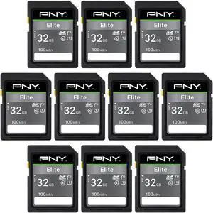32GB Elite Class 10 U1 V10 SDHC Trail Camera Flash Memory Read Up to 100MB/s, UHS-I, HD Photo, HD Video, for Outdoor Cameras, DSLR Cameras, Tactile Use, Wildlife Enthusiasts, 10-Pack