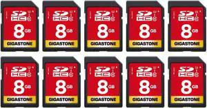 8GB SD Card 10-Pack UHS-I U1 Class 10 SDHC Memory Card Full HD Video Canon Kodak Olympus Digital Camera, with 10 mini Cases