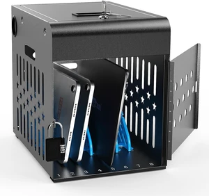 8-Tablet Charging Station Lock Box for Chromebook & iPad, Black 8-Tablet Charging Station Lock Box for Chromebook & iPad, Black