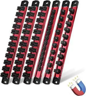 6-Piece Magnetic Socket Organizer and Magnetic Screwdriver Organizer Set, 3-Piece 1/4", 3/8" & 1/2" Drive Metric & SAE Socket Rail, 3-Piece Screwdriver and Wrench Holder(Sockets not Included) 6-Piece Magnetic Socket Organizer and Magnetic Screwdriver Organizer Set, 3-Piece 1/4", 3/8" & 1/2" Drive Metric & SAE Socket Rail, 3-Piece Screwdriver and Wrench Holder(Sockets not Included)