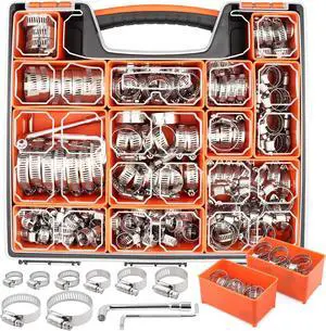 210PCS 304 Stainless Steel Hose Clamps Assortment Kit 1/4"2" Worm Gear Hose Clamp for Radiator,Heater,Automotive,Mechanical Applications,Pipe,Tube,Coolant,Garden 210PCS 304 Stainless Steel Hose Clamps Assortment Kit 1/4"2" Worm Gear Hose Clamp for Radiator,Heater,Automotive,Mechanical Applications,Pipe,Tube,Coolant,Garden
